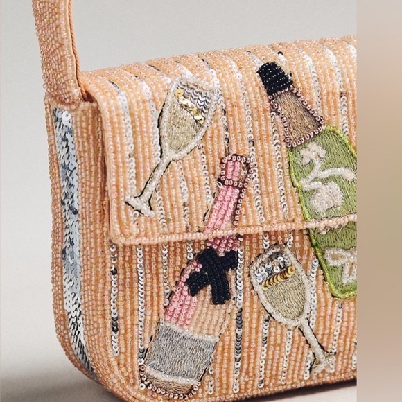 Anthropologie Champagne Fiona Beaded Bag, NWT - Picture 3 of 3